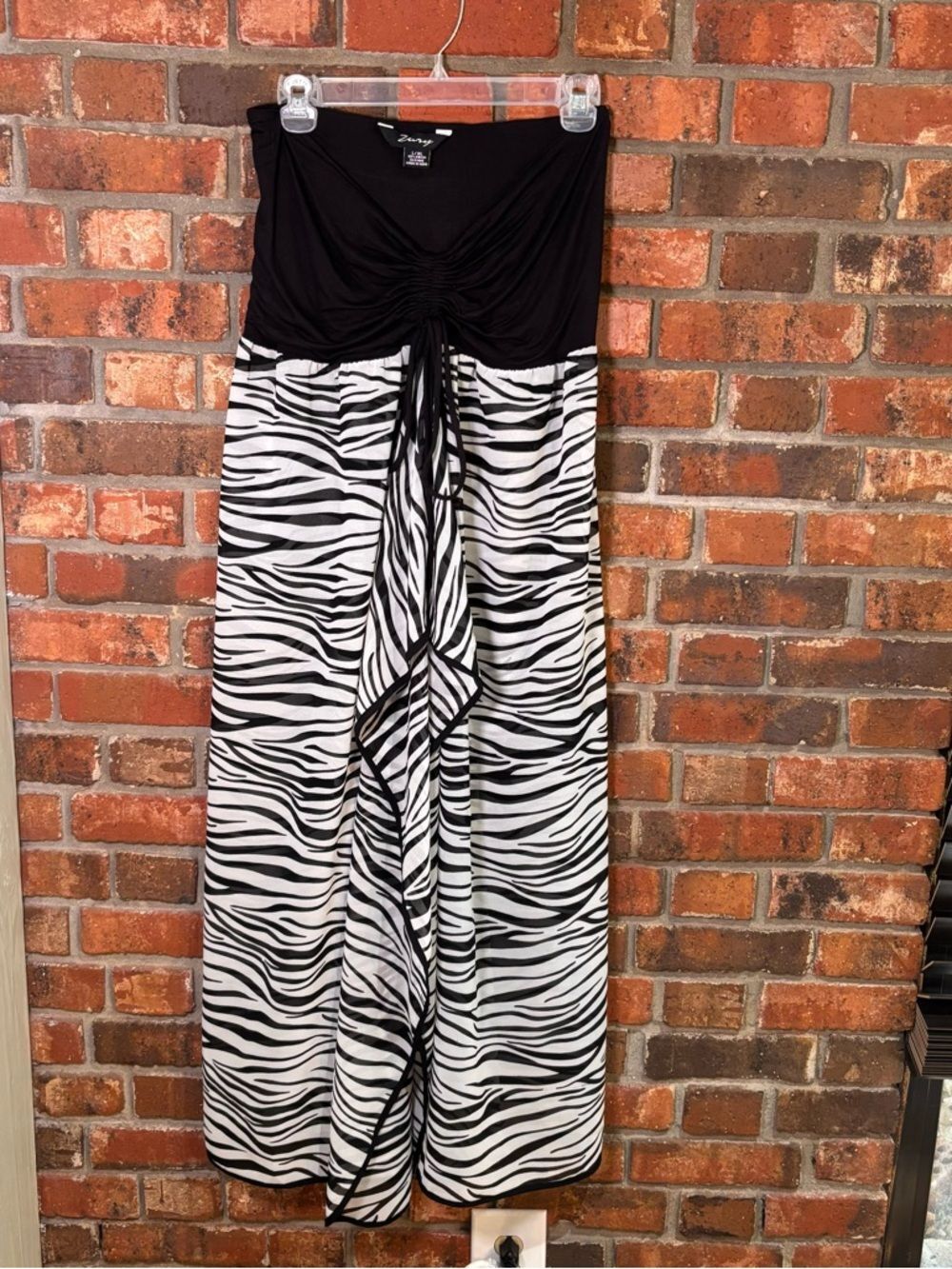 Zury womens sheer zebra print halter maxi dress boho black/white L/XL